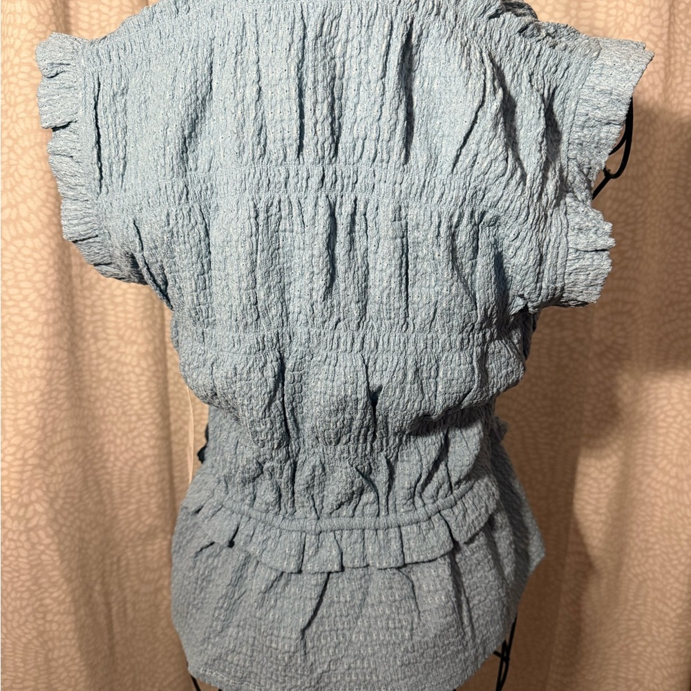 Time and Tru Light Blue Textured Blouse, NWT - Picture 6 of 7